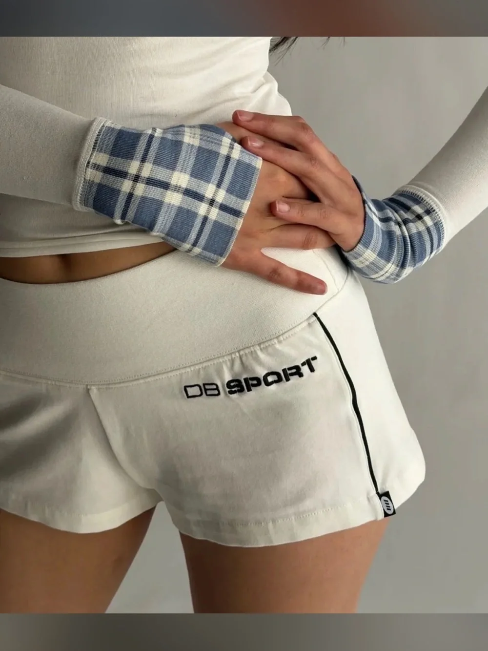 DB Sport Women's Cream Athletic Shorts with Contrast Piping - Picture 1 of 3